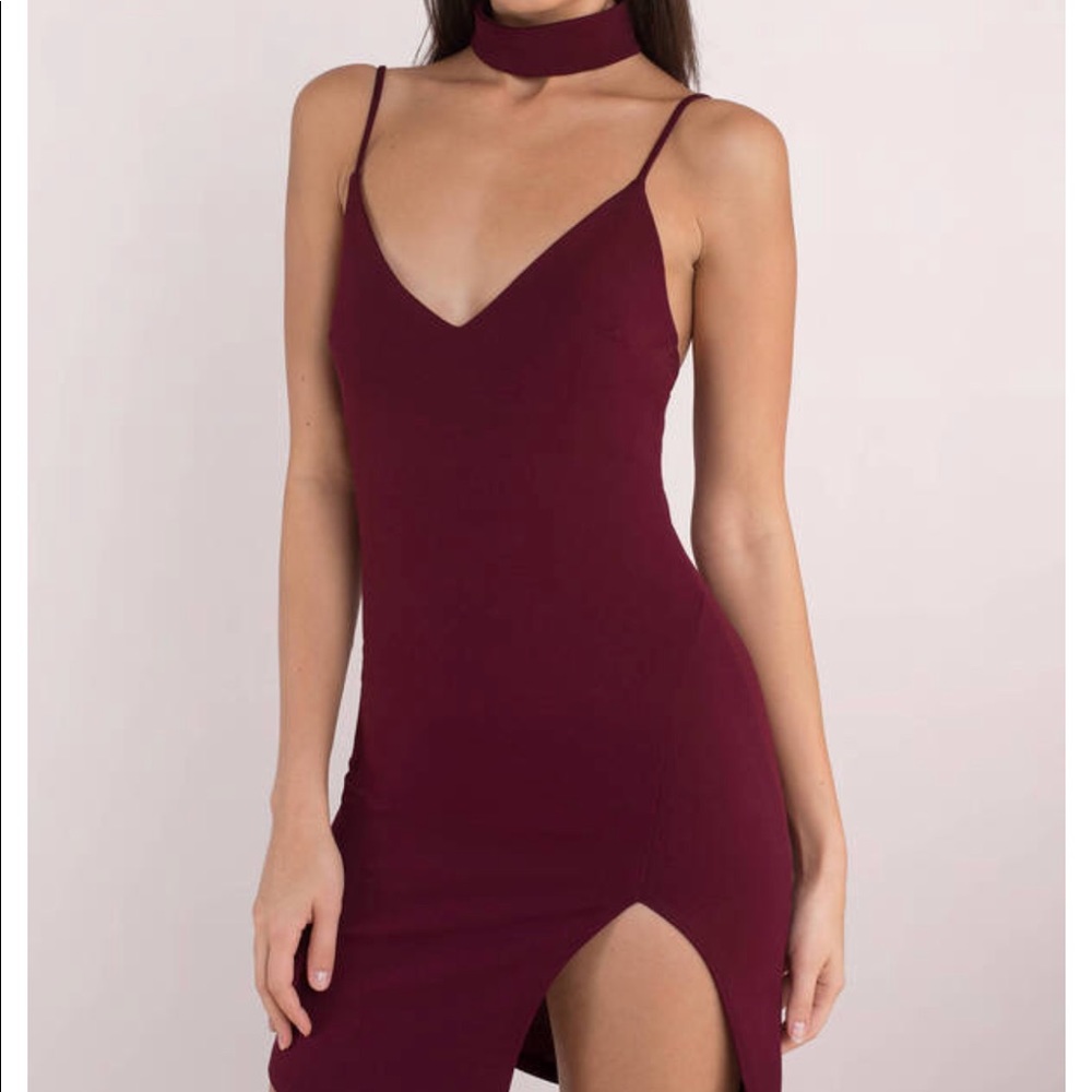 Burgundy Slit Bodycon